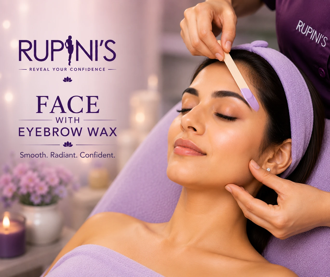 Face with eyebrow wax